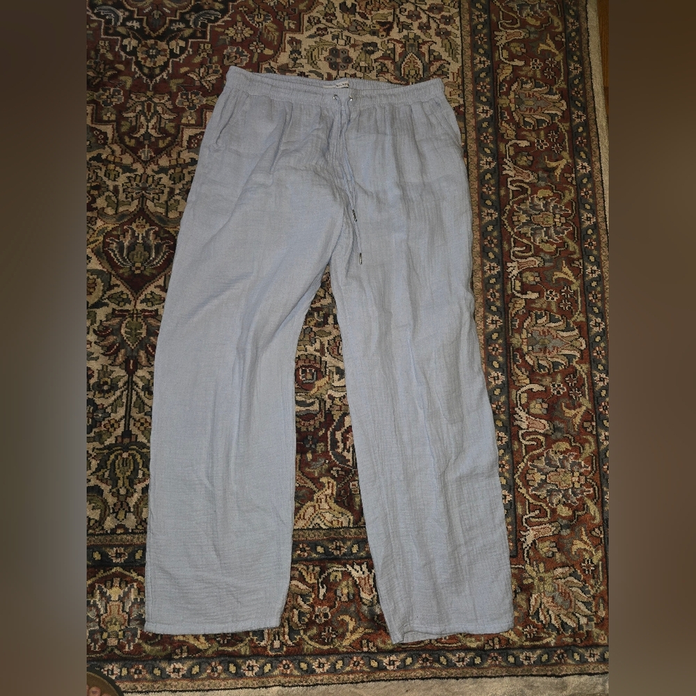 Calvin Klein Muslin Pants In Baby Blue